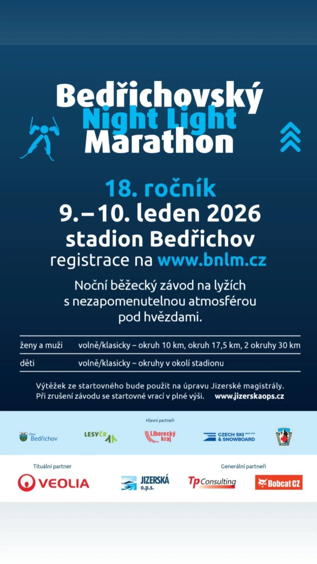 Už druhý lednový víkend se můžeme v Bedřichově těšit na noční závod na lyžích.