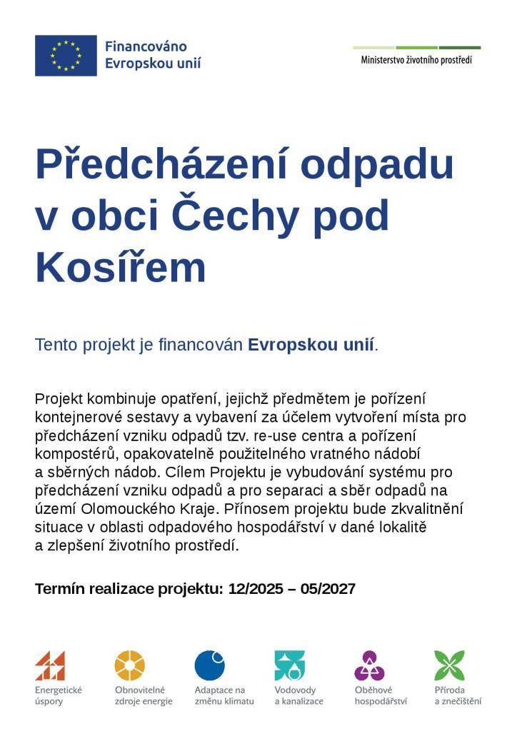Tento projekt je financován Evropskou unií.    Termín realizace projektu: 12/2025 - 5/2027