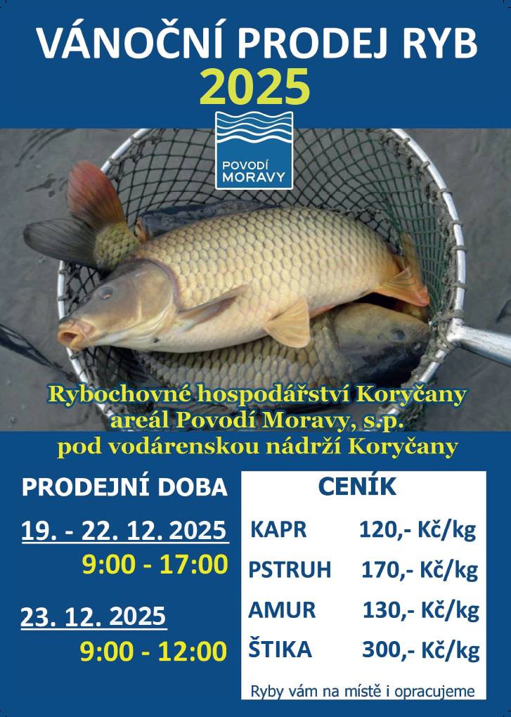 - prodej ryb od 19.do 23.12.2025