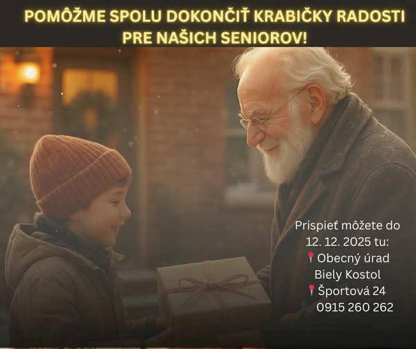 Pomôžte spolu dokončiť krabičky radosti pre našich seniorov.
