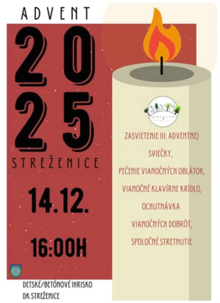 Príďte spolu s nami zasvietiť 3. Adventnú sviečku. Tešiť sa môžete na pečenie vianočných oplátok, hudbu pri klavíri, ochutnávku vianočných dobrôt a príjemné stretnutie v predvianočnej atmosfére.