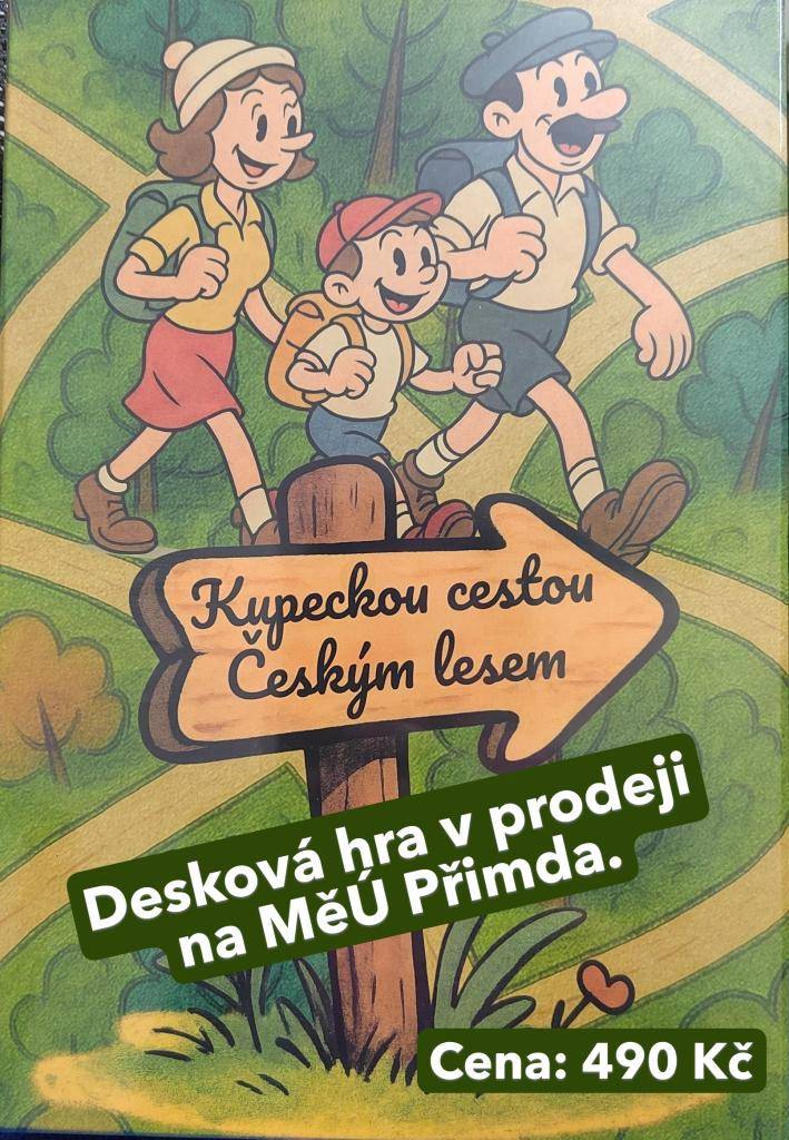 Od dnešního dne nabízíme ke koupi novou deskovou hru pro hráče od 3-99 let - skvělý tip na vánoční dárek.  Vydejte se na toulky Českým lesem se zastávkou na hradě Přimda.  K zakoupení na MěÚ Přimda, cena: 490 Kč.