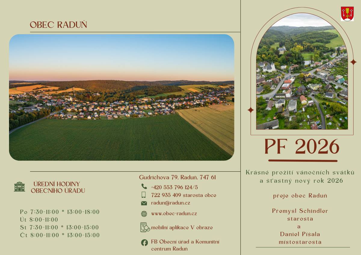 Starosta obce posílá přání všem občanům k vánočním svátkům a k novému roku 2026.