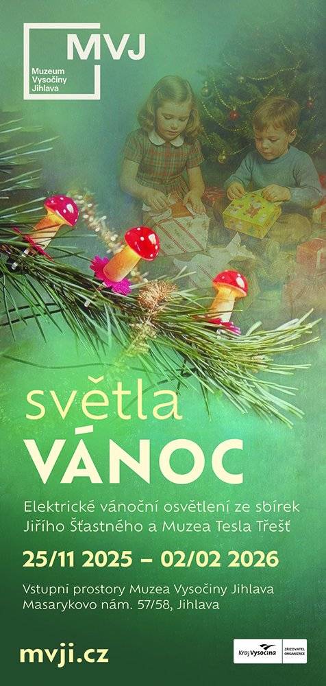Muzeum Vysočiny Jihlava zve na výstavu Světlo Vánoc, která potrvá až do 2. února 2026. Pokud milujete světýlka, nostalgii a tu zvláštní zimní atmosféru, tohle vás nadchne. Uvidíte historické vánoční osvětlení ze 20. století – žárovky, lucerničky, muchomůrky, barevné řetězy i světelné klenoty, které kdysi zdobily vánoční stromky našich prarodičů. Malá i velká připomínka toho, jak se Vánoce dřív rozzářily. Výstava je skvělým tipem na krátký adventní výlet nebo klidnou zastávku mezi svátky. Přijďte si užít světlo, které k zimě patří.