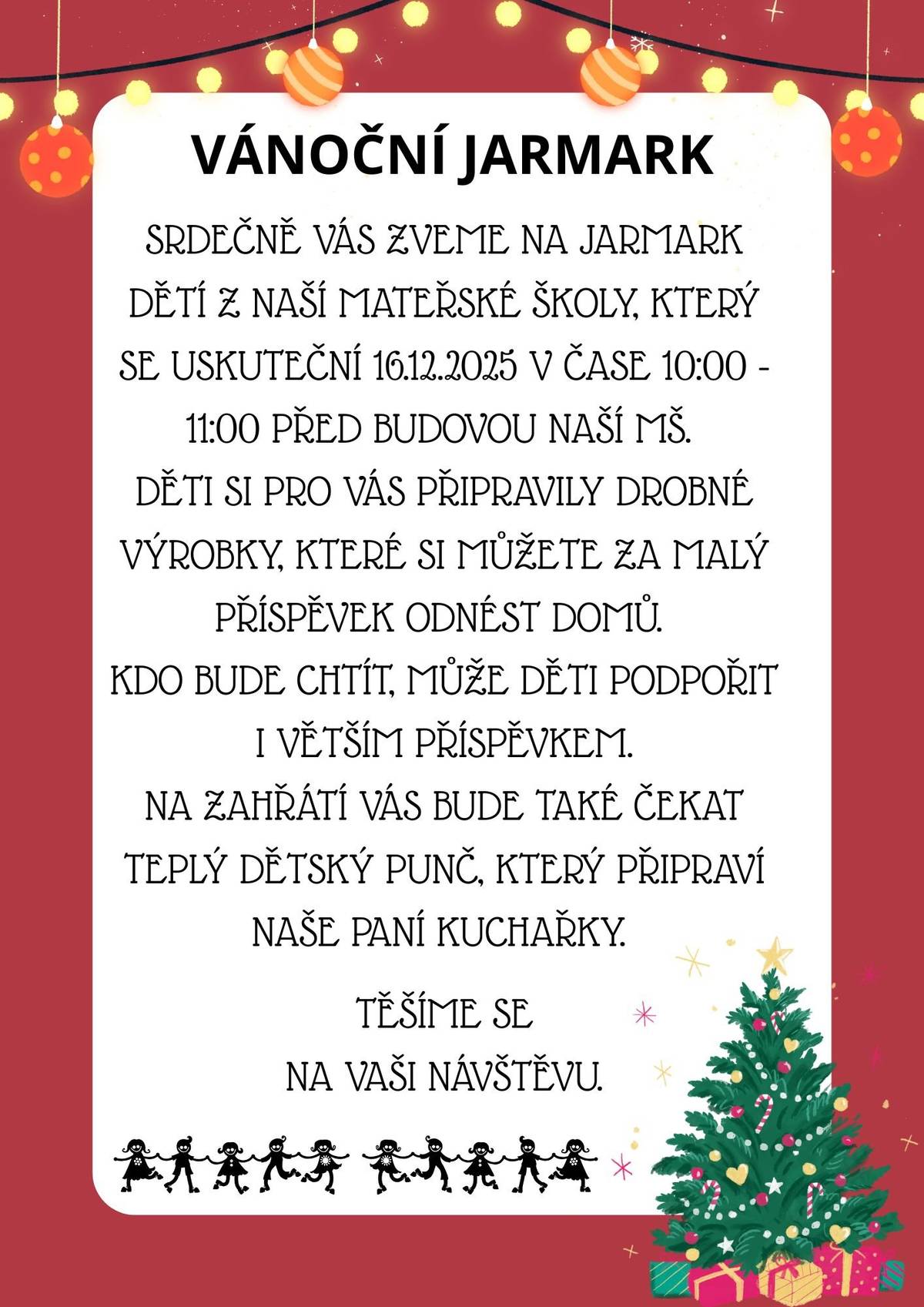 Navštivte vánoční jarmark s výrobky těch nejmenších.