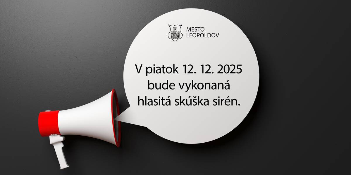 ➡️Informujeme občanov, že v piatok 12. 12. 2025 o 12.00 h bude vykonané preskúšanie prevádzkyschopnosti sirén zapojených do systému varovania obyvateľstva.