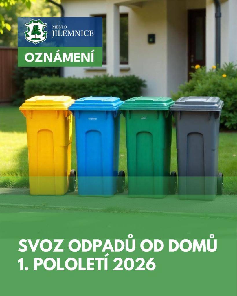 Přinášíme vám přehled termínů svozu odpadů od domu pro první polovinu roku 2026.