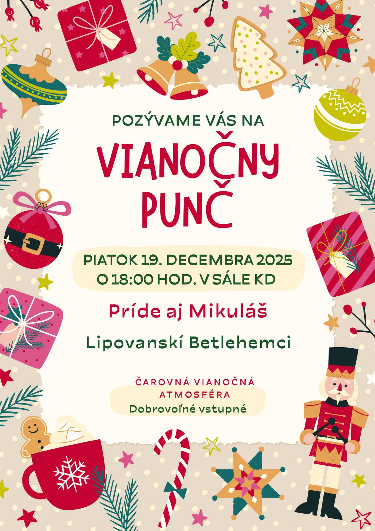 Piatok 19.12.2025 o 18:00 v sále KD