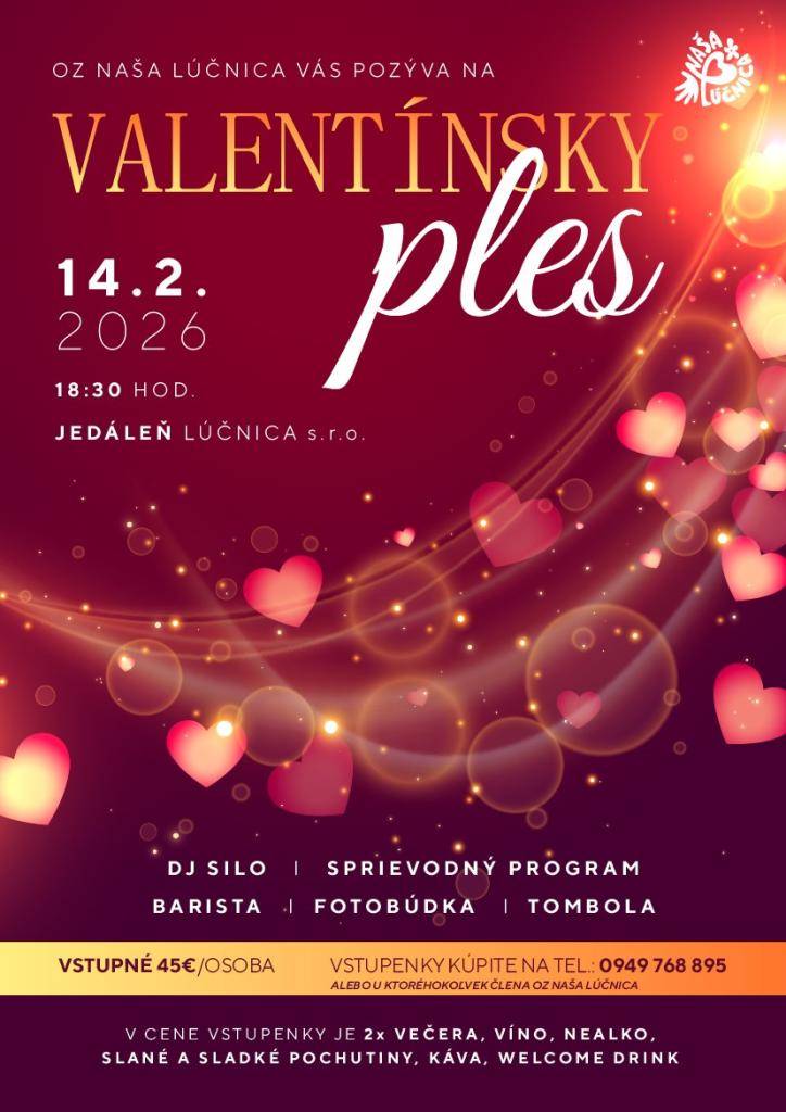 Pozvánka na Valentínsky ples 14.02.2026