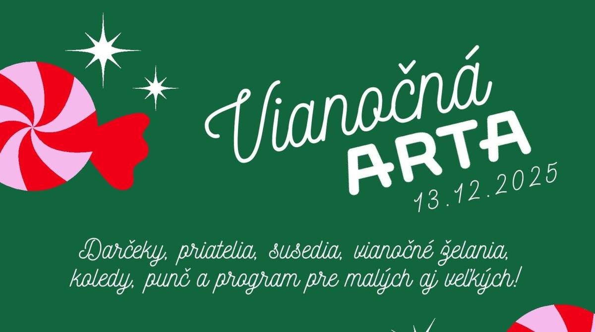 Príďte si vychutnať predvianočnú atmosféru do kultúrno-kreatívneho centra ARTA v Piešťanoch. Pod jednou strechou tak môžete nakúpiť originálne vianočné darčeky, odfotiť sa na vianočný pozdrav, ale aj zažiť pohodovú predvianočnú atmosféru.