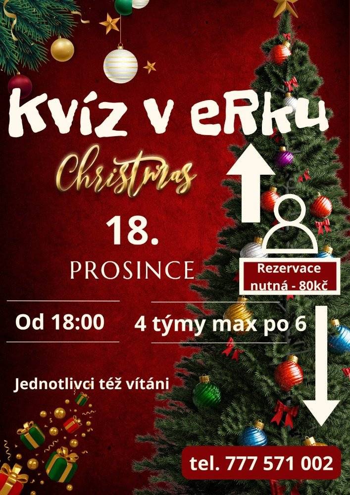Zveme všechny nadšence na kavárenský kvíz!    18.12. 18:00    Přijďte si otestovat své znalosti, pobavit se a dát si něco dobrého v příjemné atmosféře kavárny. Čeká vás večer plný otázek, smíchu a zdravého soupeření.