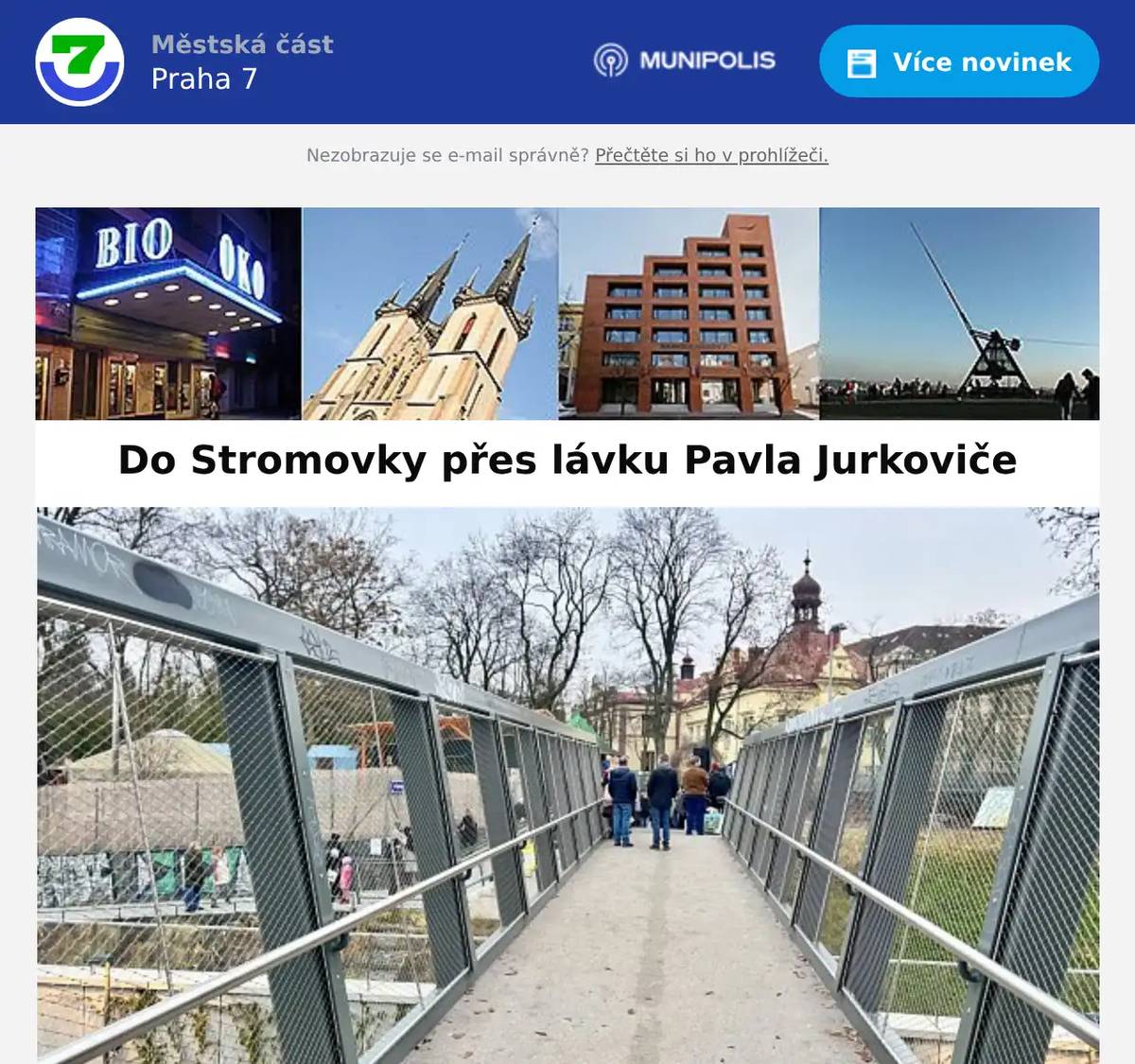 Lávka vedoucí nad kolejemi u nové vlakové zastávky Praha-Výstaviště byla v sobotu 13. prosince 2025 pojmenována po čestném občanovi Prahy 7, hudebním pedagogovi Pavlu Jurkovičovi. Zároveň byl v předběžném režimu otevřen i nový průchod z ulice U Studánky směrem ke Stromovce a vlakové zastávce.