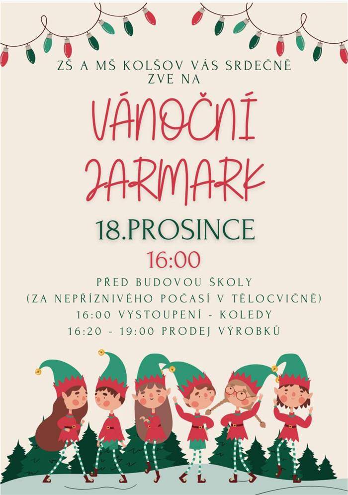 Srdečně Vás zveme na Vánoční jarmark ZŠ a MŠ Kolšov, který se uskuteční 18. prosince v 16:00 hodin. Přijďte nasát sváteční atmosféru, podpořit naši školu a vybrat si krásné dárečky, které s láskou a pečlivostí vytvořily naše děti a žáci.  Během odpoledne Vás potěší malé vystoupení dětí, společně si můžeme zazpívat koledy a poslechnout vánoční písně, které rozzáří úsměv na tvářích malých i velkých. Všichni jste srdečně zváni.