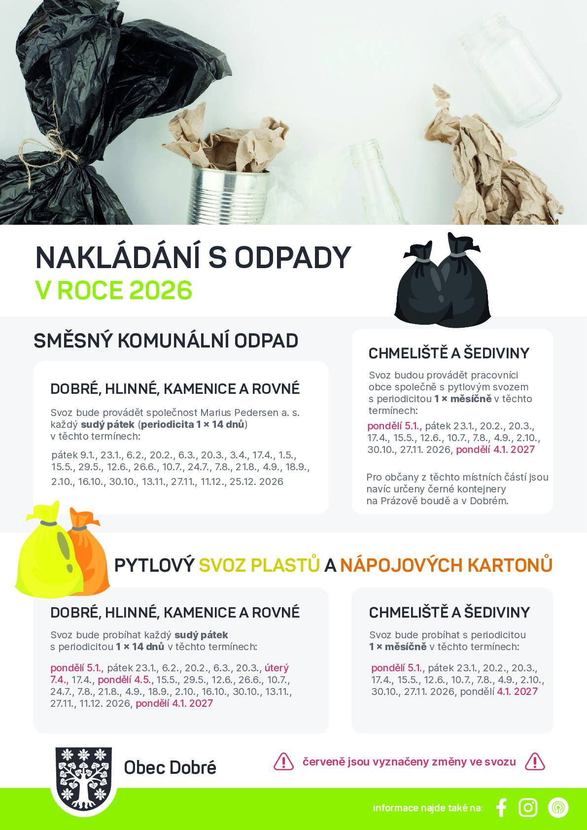 Upozorňujeme, že v pátek 26.12.2025 není naplánován svoz plastů - svoz směsného odpadu však standardně proběhne.