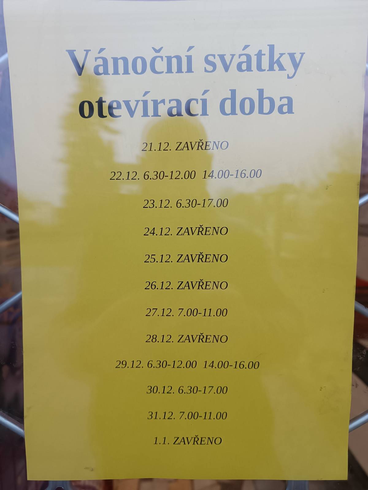 V příloze najdete vánoční otevírací dobu obchodu COOP v Nemyčevsi.