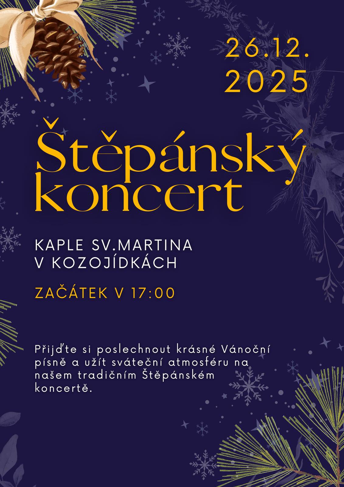 Štěpánský koncert v kapli Sv. Martina v Kozojídkách 26.12.2025 v 17. hod