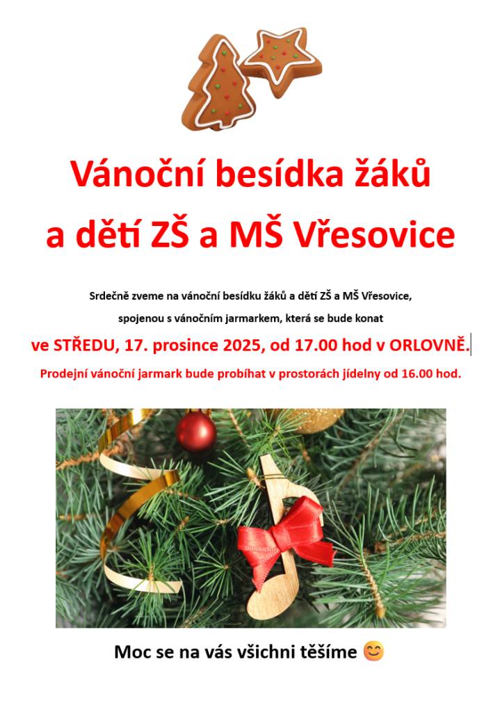 Vánoční besídka žáků a dětí ZŠ a MŠ Vřesovice