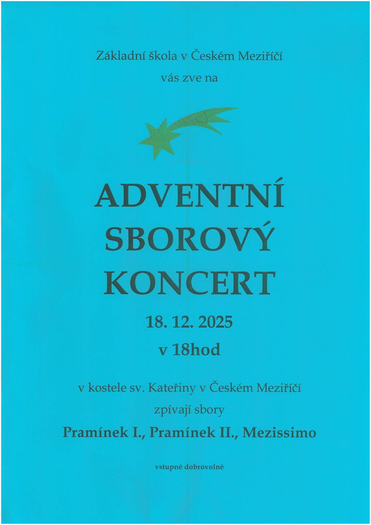 Ve čtrvrtek v kostele 18.12.2025 v kostele sv. Kateřiny od 18 hodin.