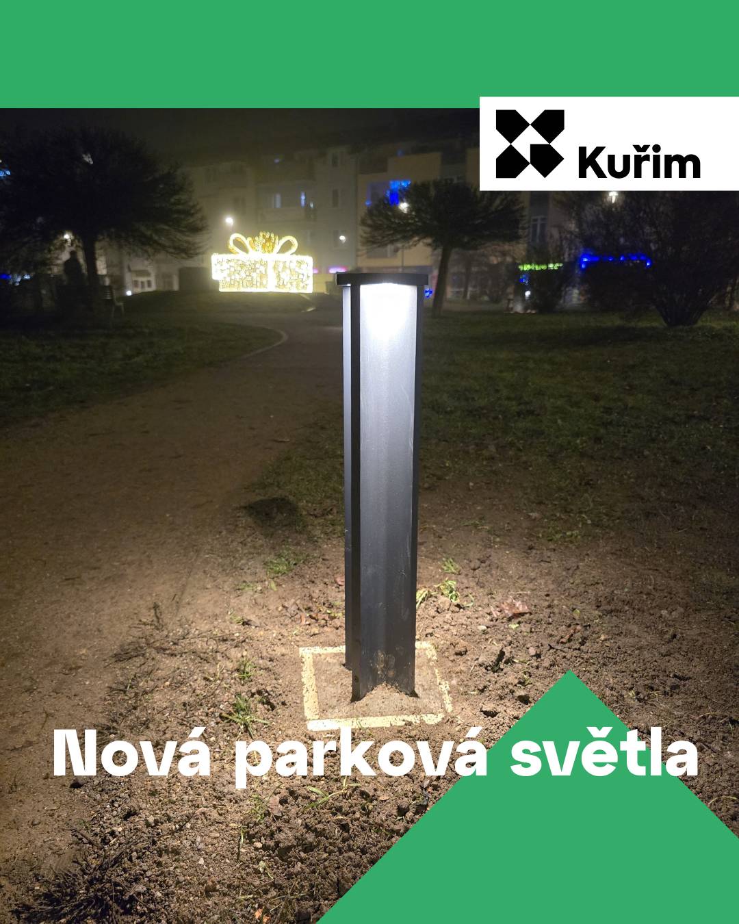 Na Náměstí 1. května se dnes poprvé rozsvítilo nové parkové osvětlení. V prostoru bylo instalováno celkem 10 nových světelných sloupků, které zlepší orientaci, bezpečnost i celkový komfort při večerním pohybu náměstím. Děkujeme obyvatelům za trpělivost během realizace.