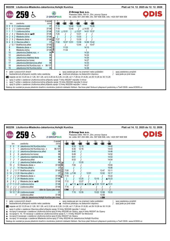 Nové jízdní řády platné od 14.12.2025