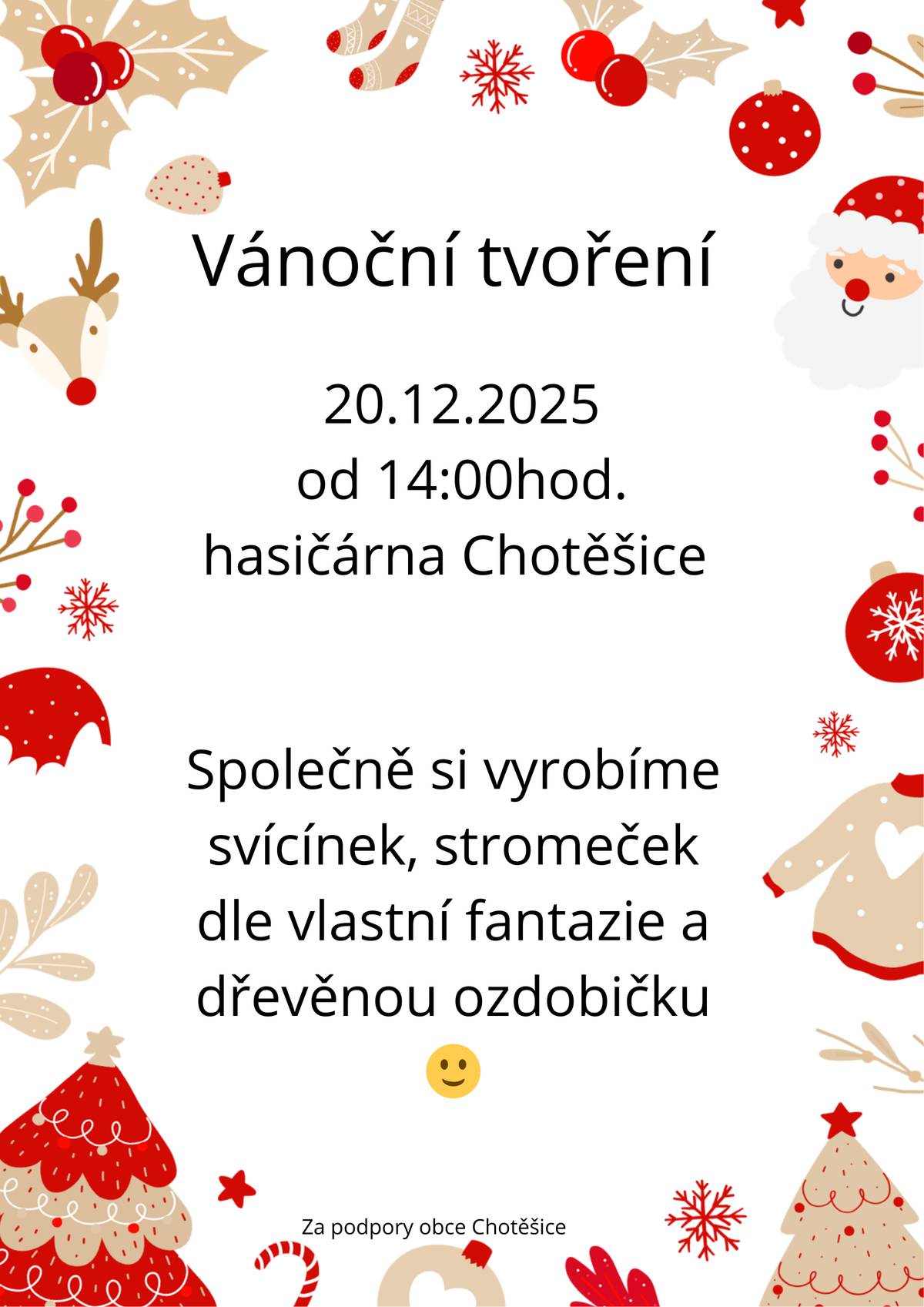Dne 20.12.2025 od 14.00 hod. v hasičárně v Chotěšicích