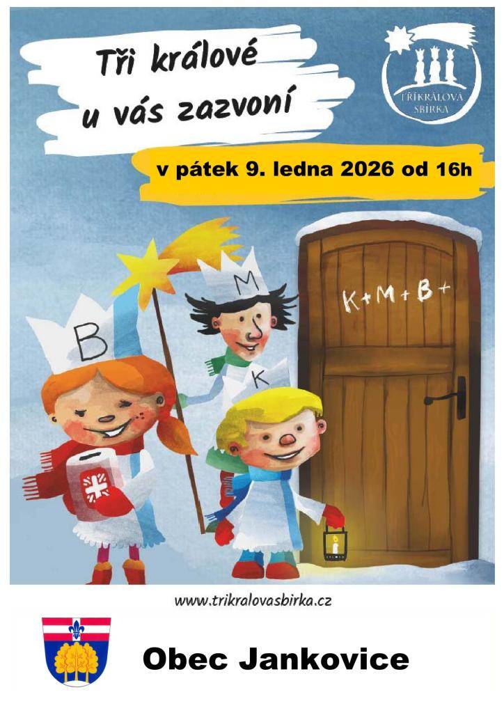 Tříkrálová sbírka se uskuteční v naší obci v pátek 9. ledna 2026 od 16h.