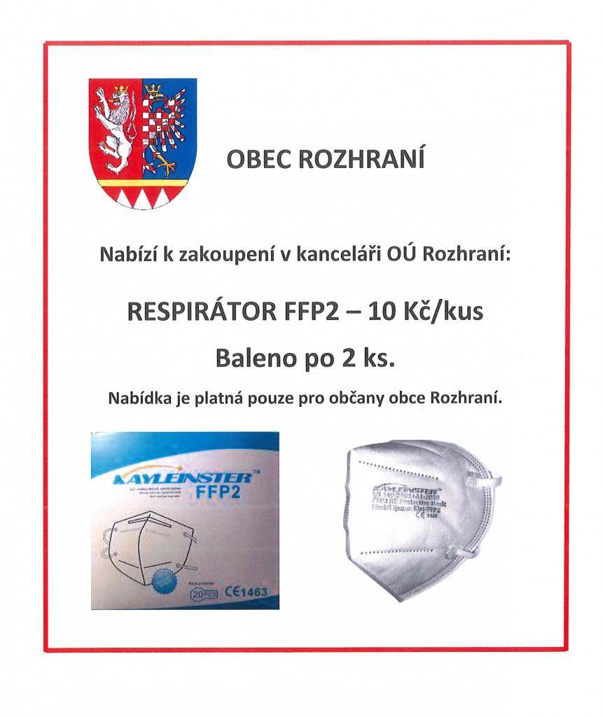 V kanceláři obecního úřadu si můžete pořídit respirátory FFP 2.