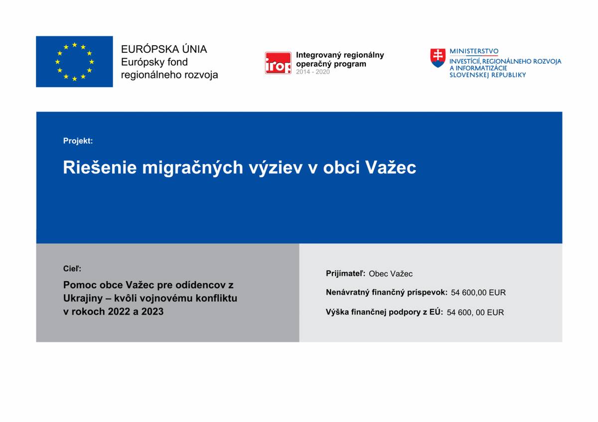 Pomoc obce Važec pre odídencov z Ukrajiny kvôli vojnovému konfliktu v rokoch 2022 a 2023