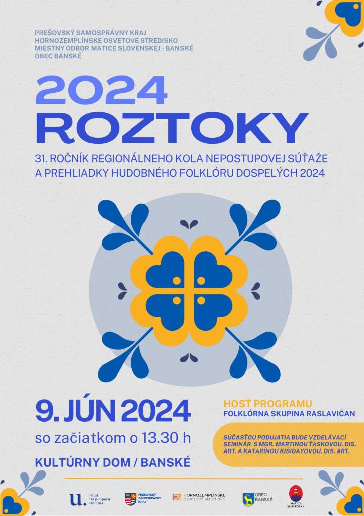 Pozvánka na 31. ročník regionálneho kola nepostupovej súťaže a prehliadky hudobného folklóru dospelých 2024