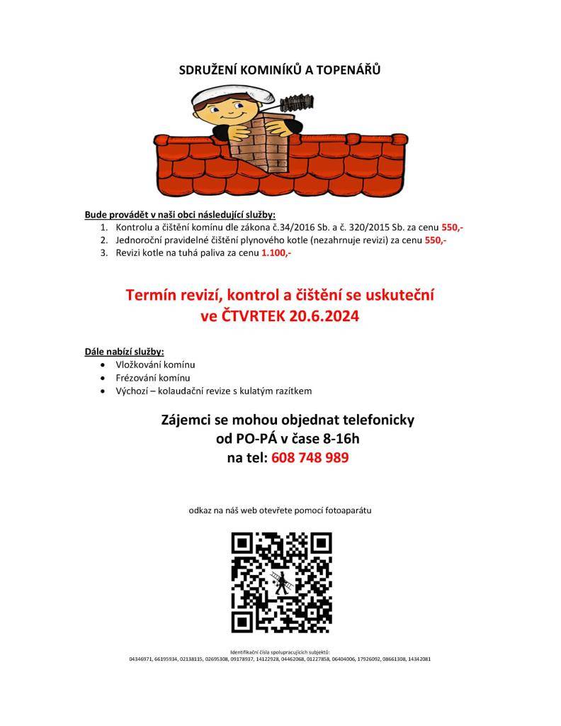 Zájemci se mohou objednat telefonicky od PO-PÁ v čase 8-16h na tel: 608 748 989