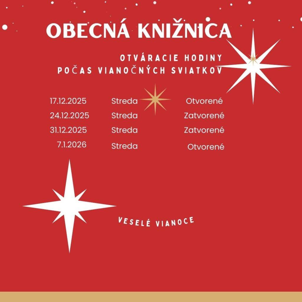 Otváracie hodiny počas vianočných sviatkov knižnica