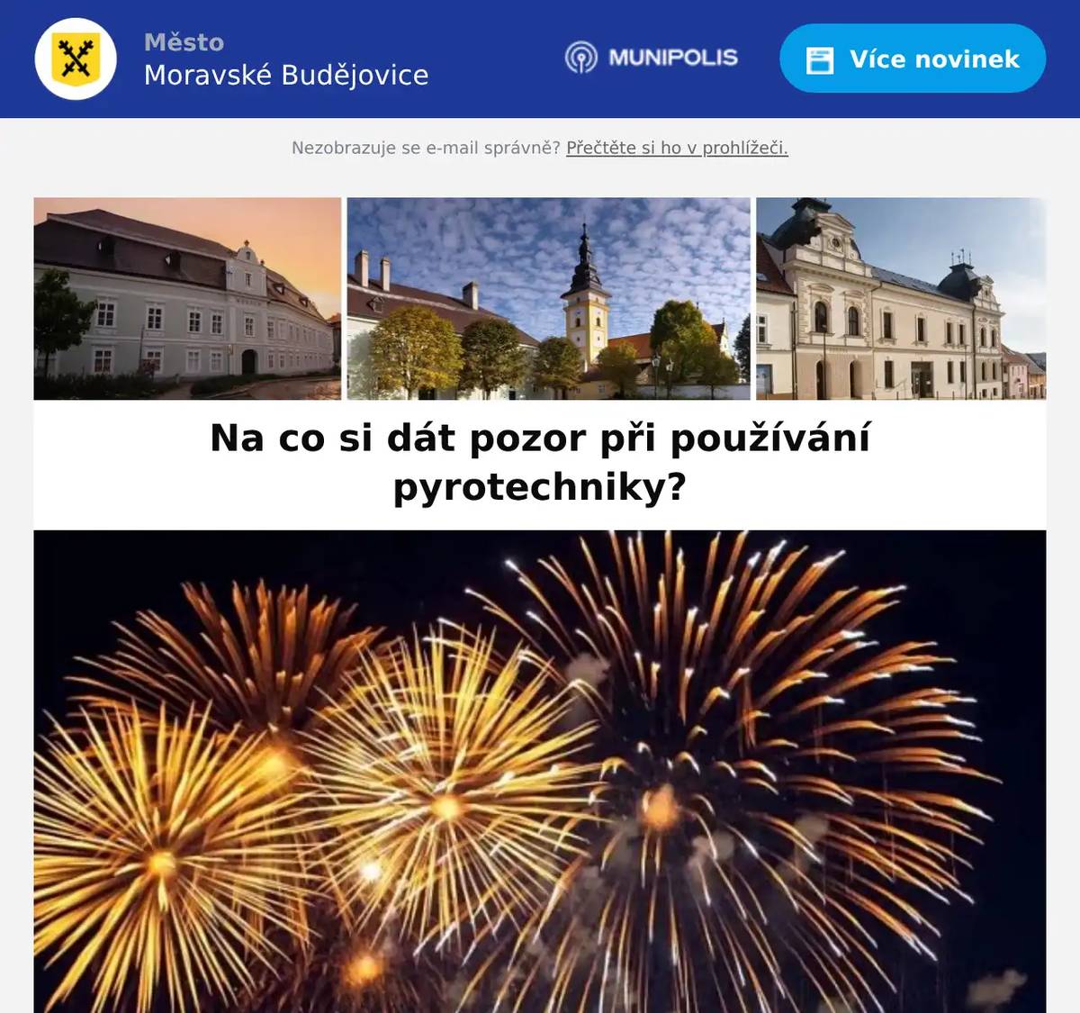 Od 1. prosince 2025 vstupuje v platnost novela Zákon č. 206/2015 Sb. o pyrotechnických výrobcích a zacházení s nimi (v novém znění Zákon č. 344/2025 Sb.). Týkají se většiny výrobků, s výjimkou nejméně nebezpečné pyrotechniky kategorie F1, například prskavek. Podle ministerstva životního prostředí mají nová opatření zvýšit bezpečnost lidí i zvířat a zároveň snížit zátěž pro životní prostředí. Co jsou hlavní změny? Zákaz prodeje většiny pyrotechniky mimo kamenné prodejnyOd prosince už nebude možné prodávat pyrotechniku (mimo kategorie F1) ve stáncích, dočasných prodejnách či na trzích. Přísnější kontrola při nákupu – i onlineProdejci musí nově ověřit věk kupujícího nebo jeho odbornou způsobilost. U výrobků kategorií F3, F4, T2 nebo P2 je možné převzetí jen přímo v oficiálním skladu či prodejně. Omezení v používání pyrotechniky v chráněných zónáchOdpalování pyrotechniky (opět s výjimkou kategorie F1) je zakázáno ve vzdálenosti 250 metrů od budov jako jsou nemocnice, domovy pro seniory, útulky, záchranné stanice, zoologické zahrady nebo objekty určené k chovu zvířat. Posílené pravomoci obcíObce nově mohou vyhlásit úplný zákaz používání pyrotechniky nebo omezit její užívání jen na určitou dobu či část katastru – s výjimkou kategorie F1 a pyrotechnických výrobků kategorie F4 a T2. Zpřísnění sankcí a dozorových pravomocíPokud někdo poruší zákon – např. prodá pyrotechniku neoprávněně, či v zakázané lokalitě – může mu být pyrotechnika zabavena a hrozí i zákaz činnosti až na 3 roky. Oznámení ohňostroje s větším předstihemU ohňostrojů či ohňostrojné práce je nově vyžadováno oznámení 5–7 pracovních dnů dopředu, s informací místním úřadům a hasičům. Změna v orgánech dozoru Od 1. prosince 2025 dochází k zásadním změnám v orgánech dozoru nad pyrotechnikou. Hlavní dohled bude vykonávat Česká obchodní inspekce. Český báňský úřad bude dohlížet na povinnosti hospodářských subjektů u pyrotechniky kategorií F3, F4, T2 a P2 a obvodní báňské úřady budou sledovat dodržování pravidel u ohňostrojů a pyrotechniky F3, F4, T2 a P2. Pravomoc dozoru zaniká Českému úřadu pro zkoušení zbraní a střeliva. Co to znamená v praxi Při nákupu pyrotechniky si dejte pozor, kde a co kupujete – stánky a trhy už nejsou povolené. Pokud plánujete ohňostroj, zkontrolujte, zda nejste v ochranném pásmu 250 m od citlivých míst (nemocnice, útulek, zoo, chovy apod.). Obce mohou přijmout vlastní vyhlášky proti použití pyrotechniky – sledujte místní informace. Online nákup pyrotechniky bude pod přísnějším dohledem. Porušení zákazu nebo podmínek prodeje/použití pyrotechniky může vést k pokutě, případně k dalším sankcím- a potenciálně i zabavení pyrotechniky, pokud tak rozhodnou příslušné úřady. Další podrobnosti najdete přímo na stránkách Ministerstva průmyslu a obchodu. Chci vědět víc! Podívat se můžete i na Mapovou aplikaci omezení pyrotechniky, kterou připravilo Ministerstvo zemědělství. Mapa obsahuje zóny, ve kterých je zakázáno zacházet s pyrotechnickými výrobky (s výjimkou kategorie F1).