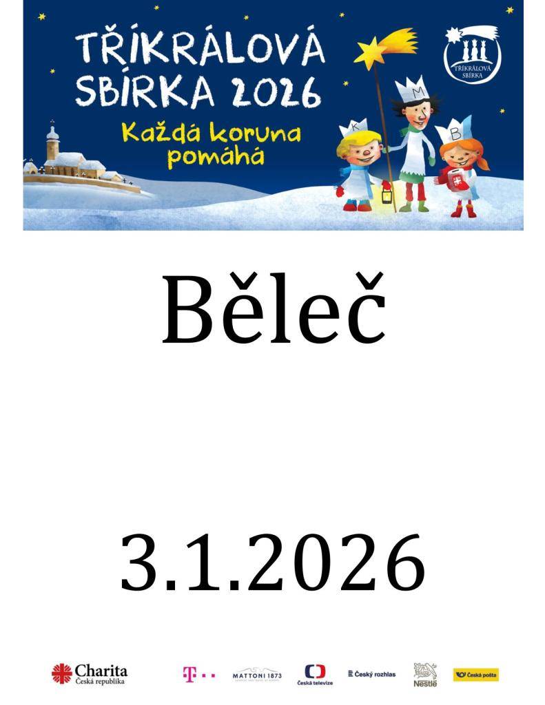 V sobotu 3.1.2026 projdou naší obcí koledující Tři králové.  Tříkrálová sbírka bude probíhat do 7.1.2026, po tuto dobu můžete také přispět do připravené kasičky na Obecním úřadě. Za jakýkoliv příspěvek děkujeme.