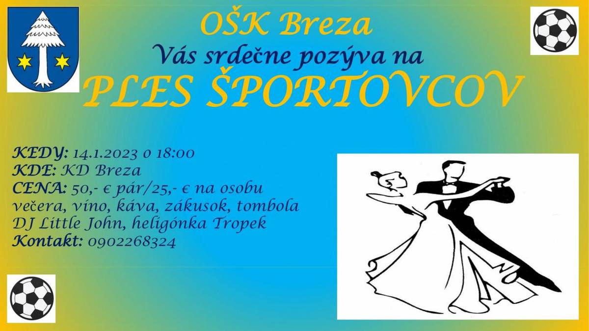 OŠK Breza Vás srdečne pozýva na PLES ŠPORTOVCOV