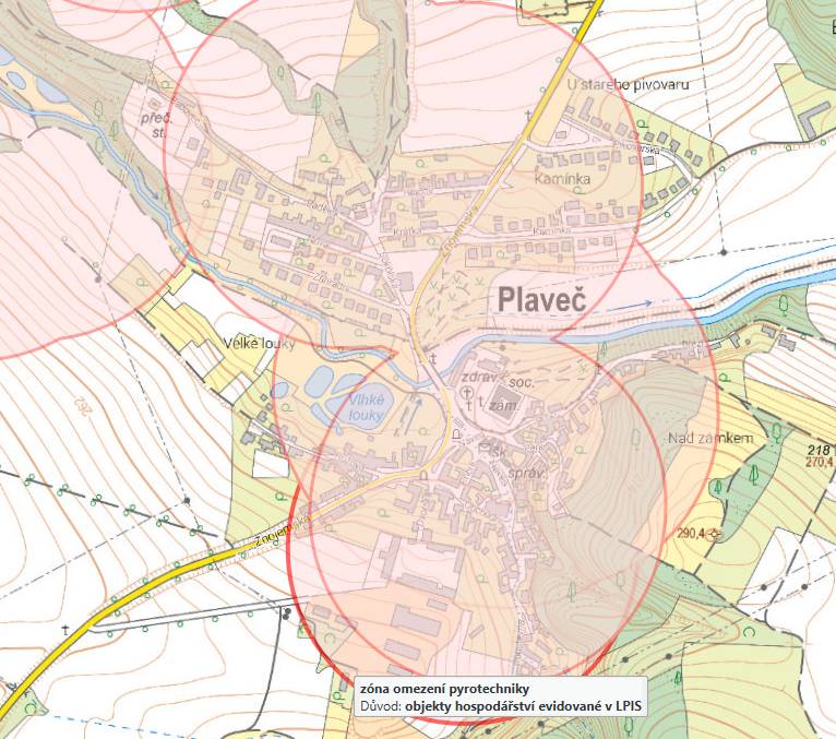 Najdete na webu obce:  - na hlavním stránce webu, dole v levém rohu modul GObec  - kliknete na mapku  - kliknete na "Obecní vrstvy"  - a zaškrtnete prostřední "Zóny omezení pyrotechniky"