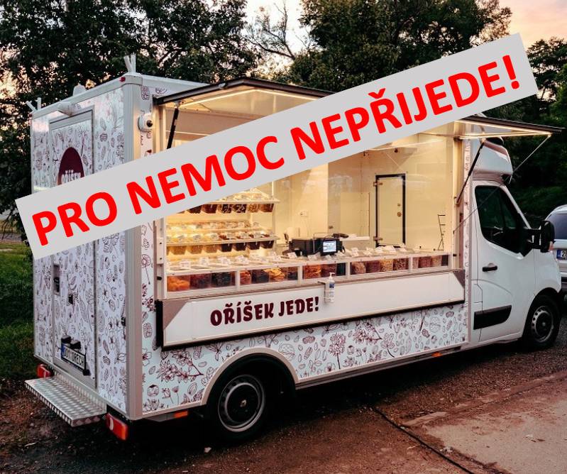 Milí občané, OŘÍŠEK JEDE! - pojízdná prodejna s oříšky, sušeným ovocem a cukrovinkami  17. 12. nepřijede! Prodej je zrušen z důvodu nemoci. Omlouváme se za komplikace a děkujeme za vaše pochopení.