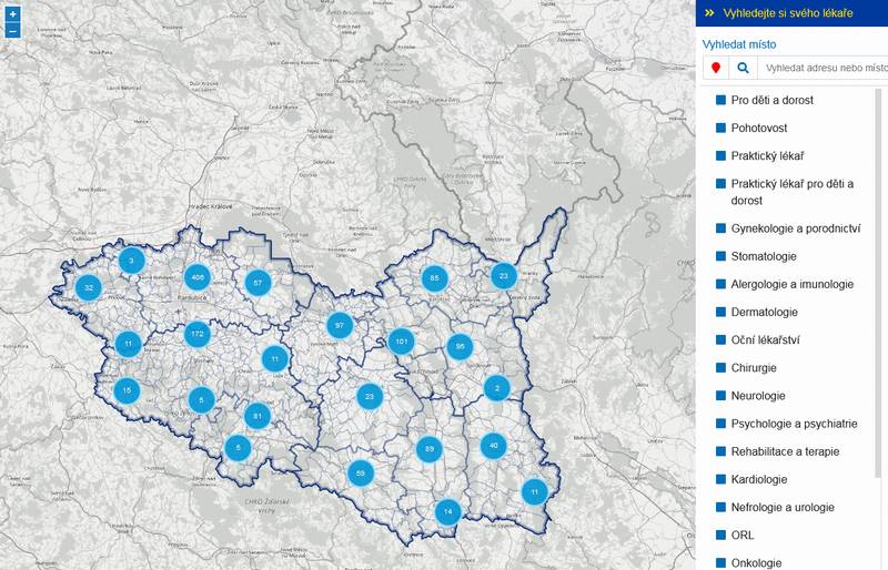 Novinkou v Pardubickém kraji v oblasti zdravotnictví je nová interaktivní mapa, která obyvatelům pomůže vyhledat nejbližšího praktického nebo dětského lékaře, nejbližší stomatologické či gynekologické ordinace, ale také pohotovosti a další ambulantní a zdravotnická zařízení.