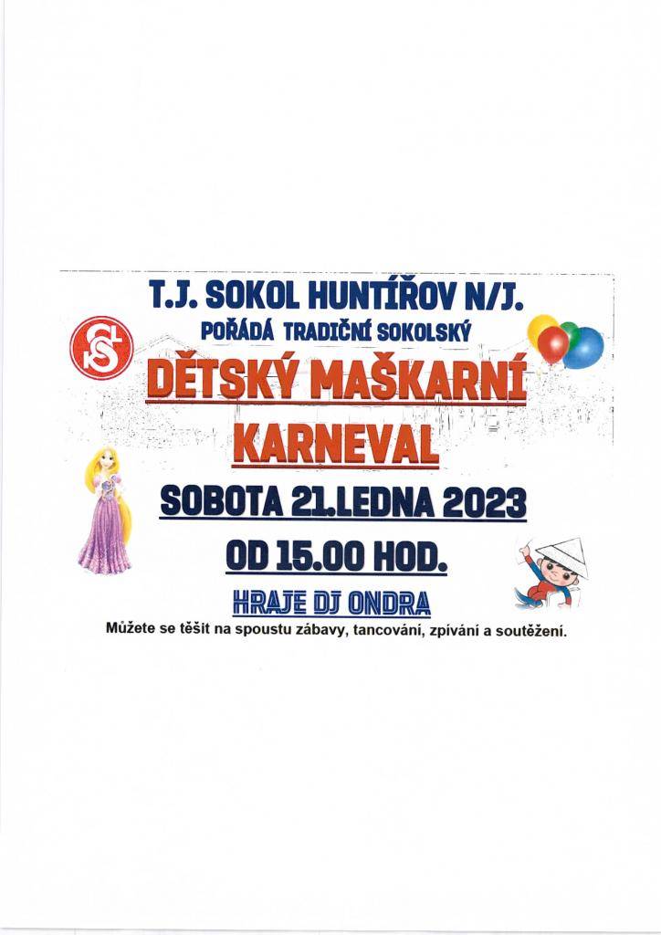 Pozvání TJ SOKOL Huntířov n.J. na dětský  karneval a Šibřinky