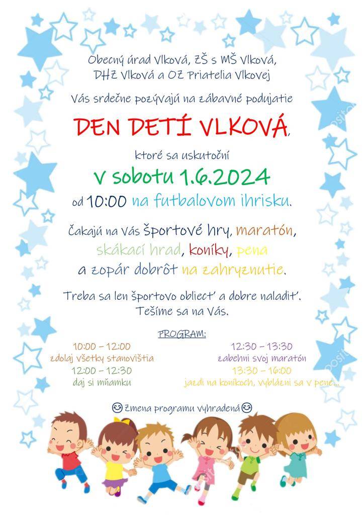 DEŇ DETÍ 2024 v obci Vlková - POZVÁNKA