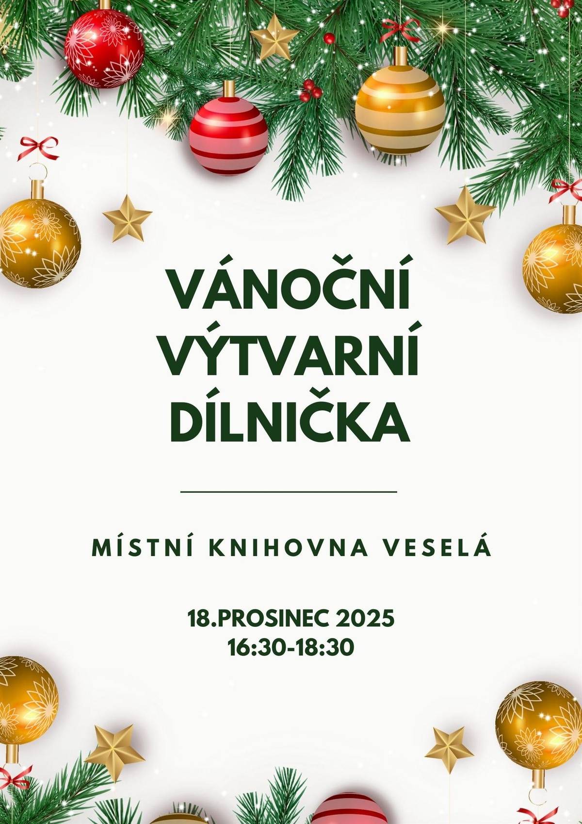Přijďte dnes do knihovny na vánoční výtvarnou dílničku!
