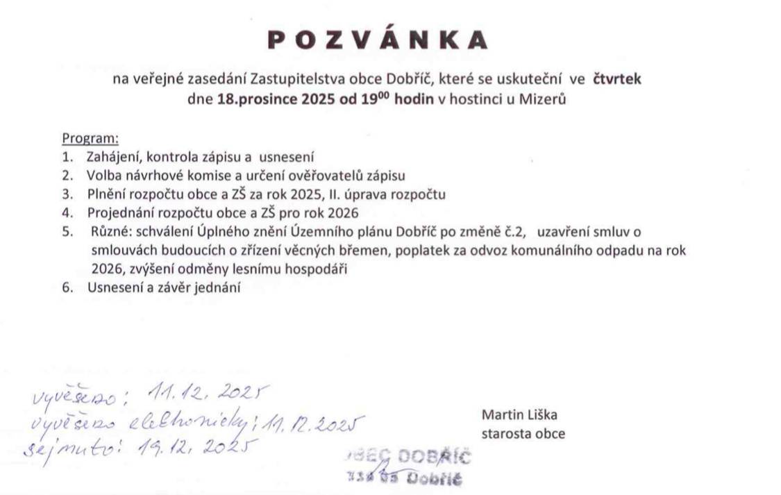 ve čtvrtek 18. 12. 2025 od 19:00 v hostinci u Mizerů