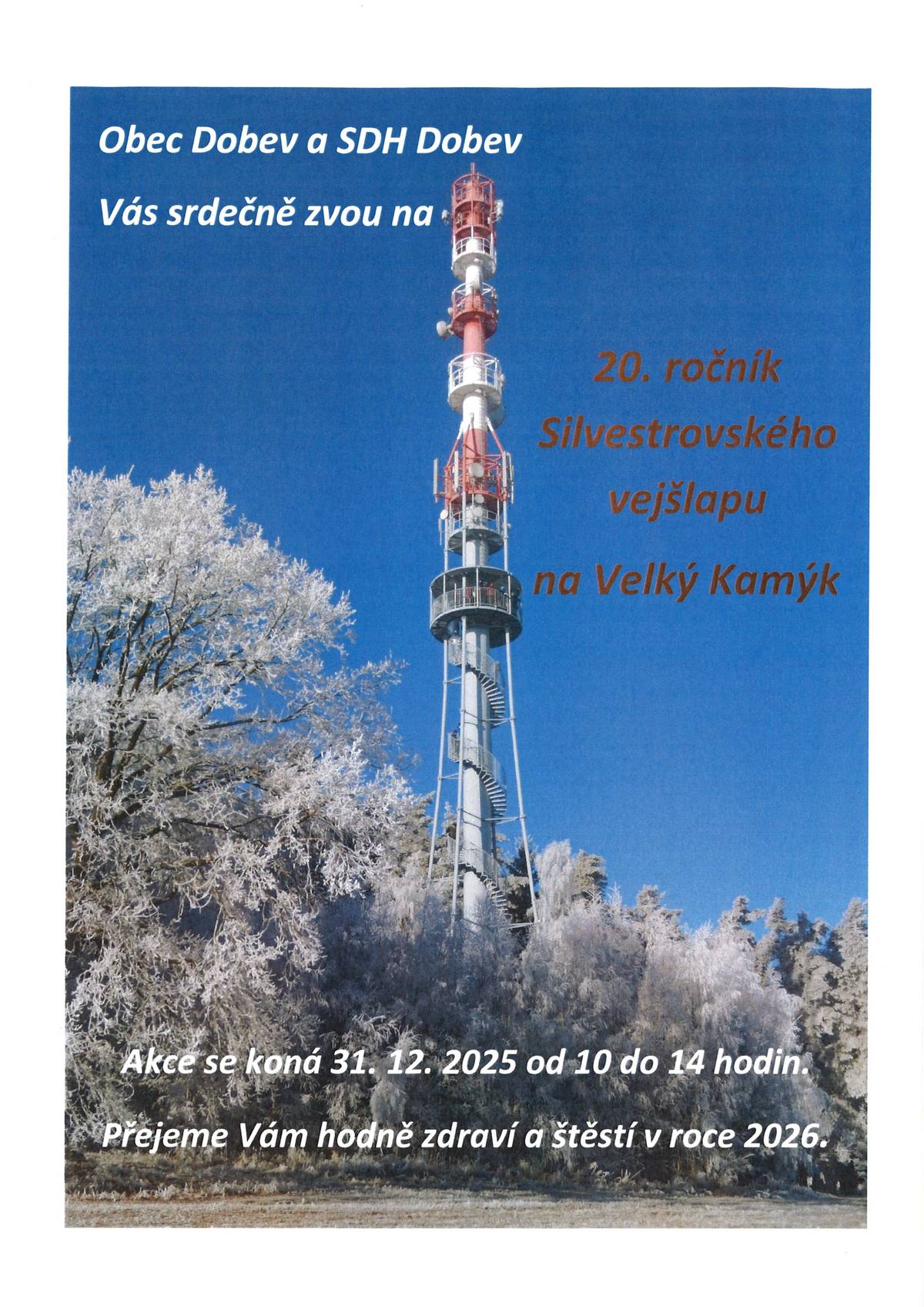 Ve středu 31. 12. 2025 se koná již 20. ročník Silvestrovského vejšlapu na Velký Kamýk.