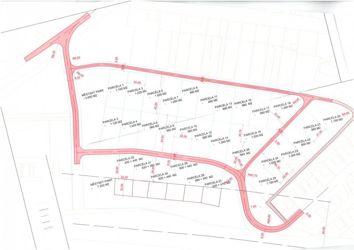 Rozdělení území na parcely a projektová příprava na vybudování inženýrských sítí a komunikací. Celkem bude k dispozici 32 parcel pro stavbu rodinných domů. Součástí projektu je také vybudování zeleně kolem této lokality. Výstavba sítí bude zahájena v roce 2022.