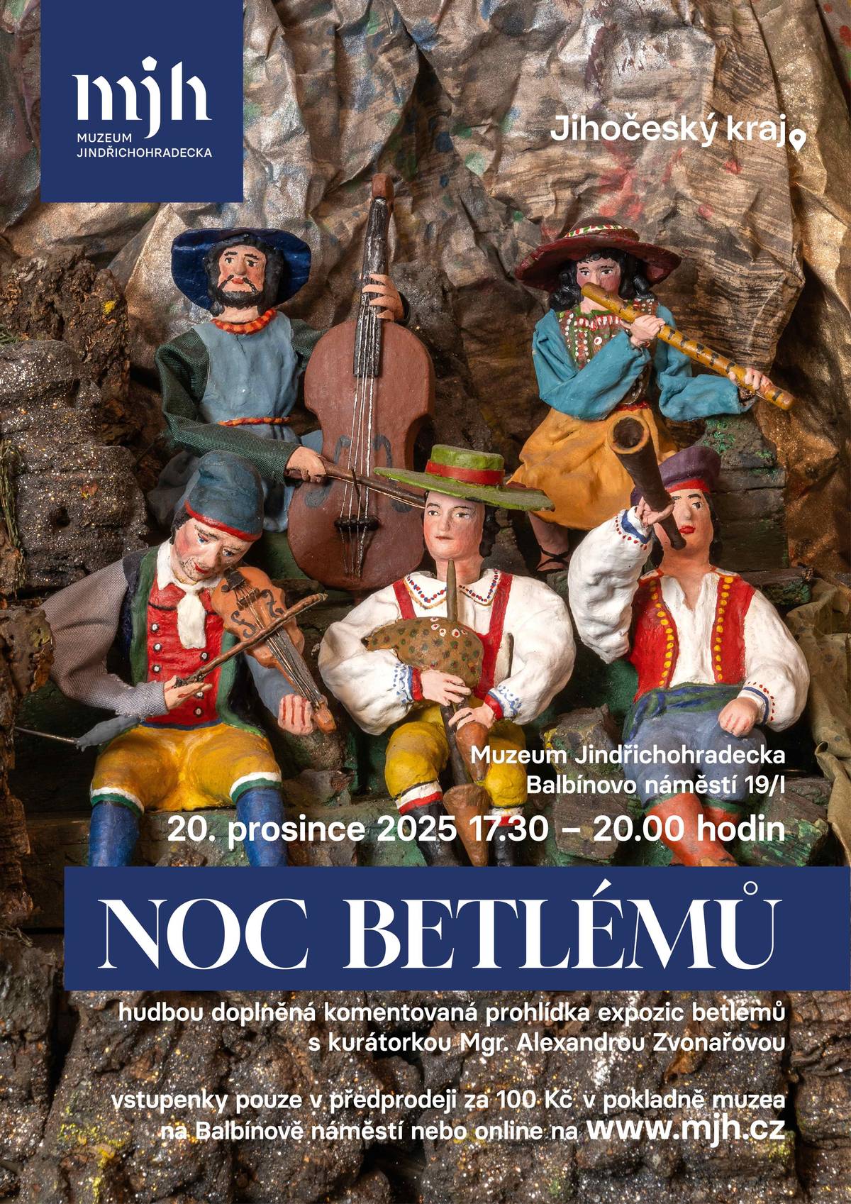 Sobotní podvečer 20. prosince bude v Muzeu Jindřichohradecka na Balbínově náměstí 19/I zasvěcen druhému ročníku celostátní akce Noc betlémů. V době od 17.30 do 20.00 hodin bude možné načerpat vánoční atmosféru nejenom návštěvou expozice s názvem Jihočeské betlémy, ale také proslulých Krýzových jesliček.