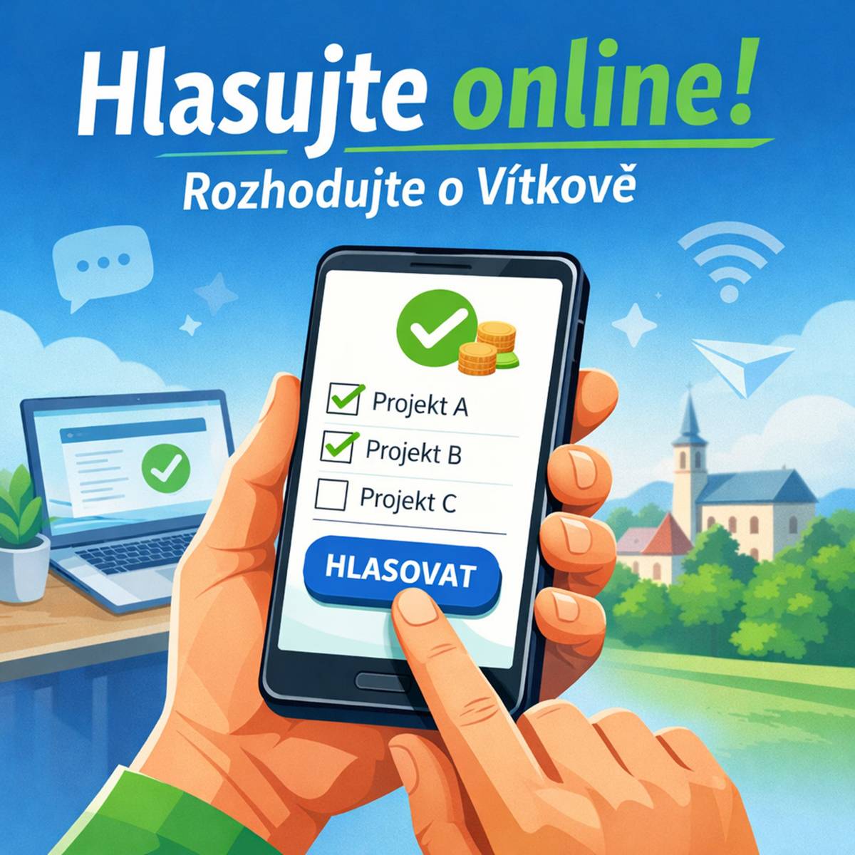 Vážení občané, v rámci participativní rozpočtu na příští rok byl podán a pracovní skupinou projednán návrh na projekt s názvem „Vymalovaný Vítkov“. Projekt si klade za cíl zkrášlení „šedivých“ ploch ve městě. Jedná se o uměleckou výmalbu autobusové zastávky u vlakového nádraží ve Vítkově směrem na Klokočov, zastávky směrem na Podhradí (u nemocnice) a venkovních stěn veřejného WC u Rákosníčkova hřiště. Líbí se i vám tento nápad? Můžete mu do 5. ledna dát svůj hlas na https://1url.cz/EJY35