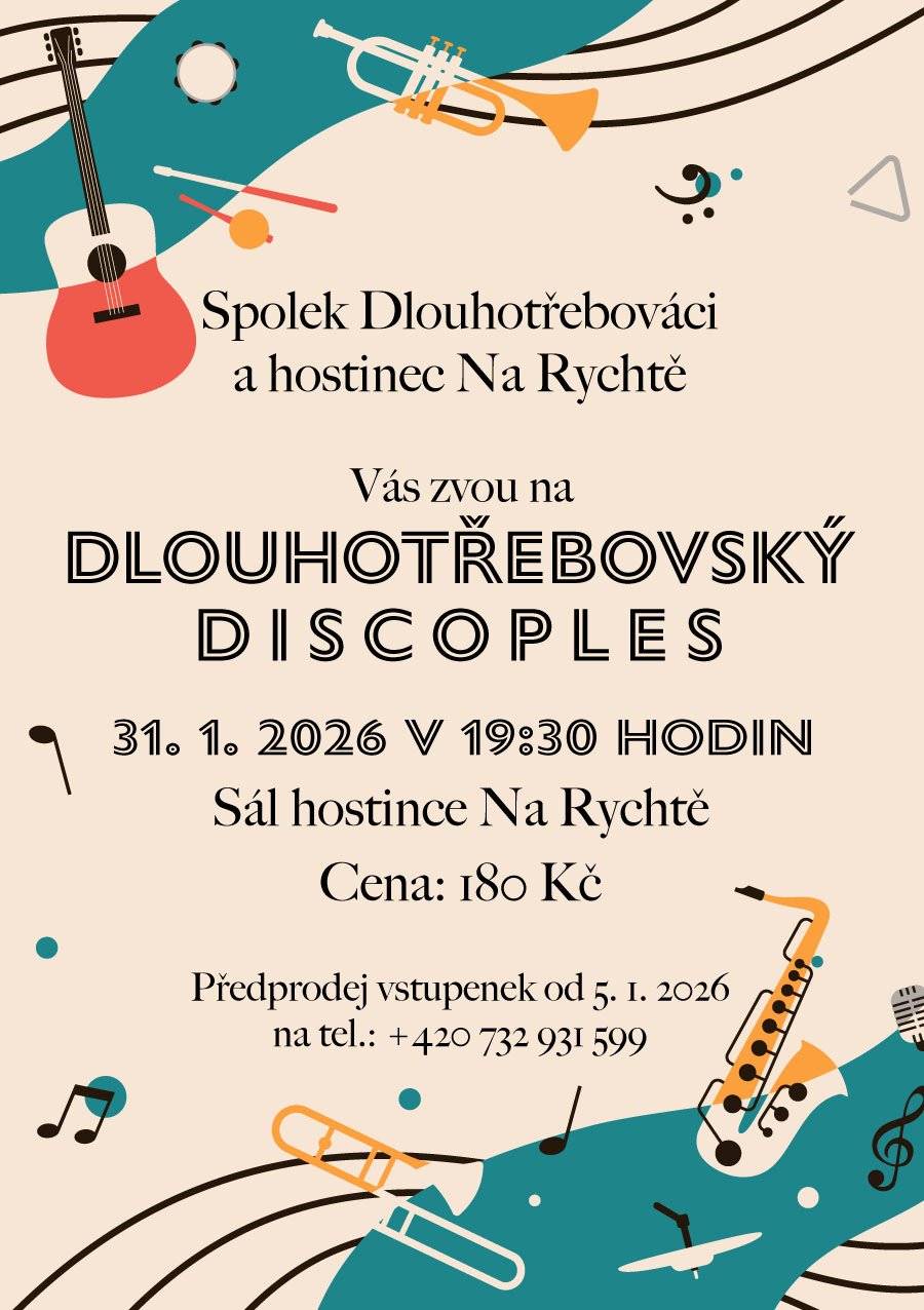 Spolek Dlouhotřebováci vás zvou na discoples. Podrobnosti a předprodej vstupenek naleznete na plakátu.