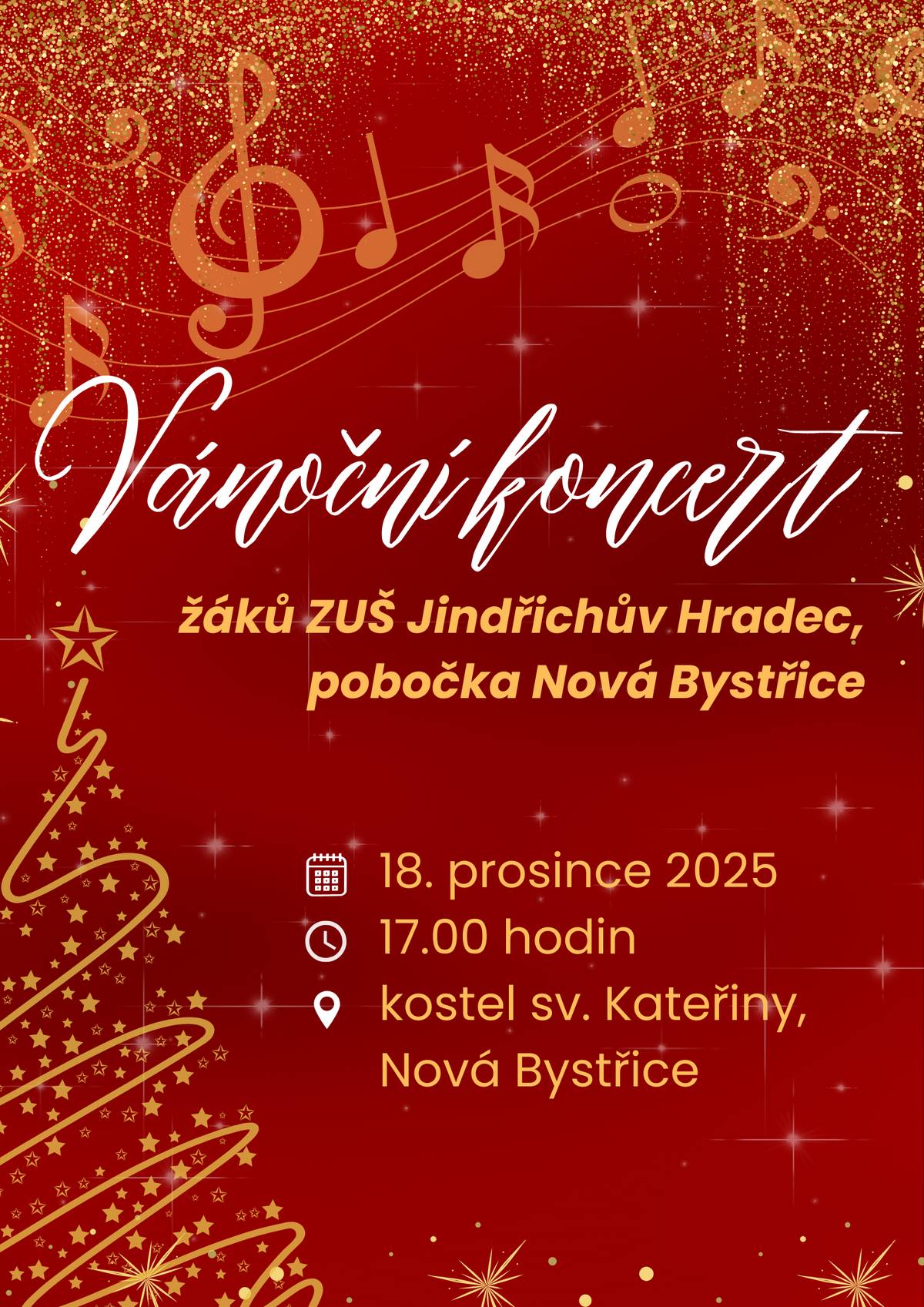 Milí spoluobčané, v minulé rozesílce byl chybně uveden čas dnešního koncertu žáků ZUŠ. Ten jsme sice již opravili, takže by se nyní měl zobrazovat správně, ale pro jistotu, abyste koncert nepropásli - start je v kostele sv. Kateřiny v 17.00 hodin. Děkujeme za pochopení a těšíme se na vás.