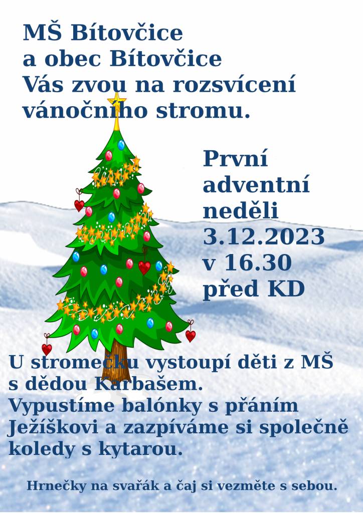 Rozsvícení vánočního stromu 3.12.2023