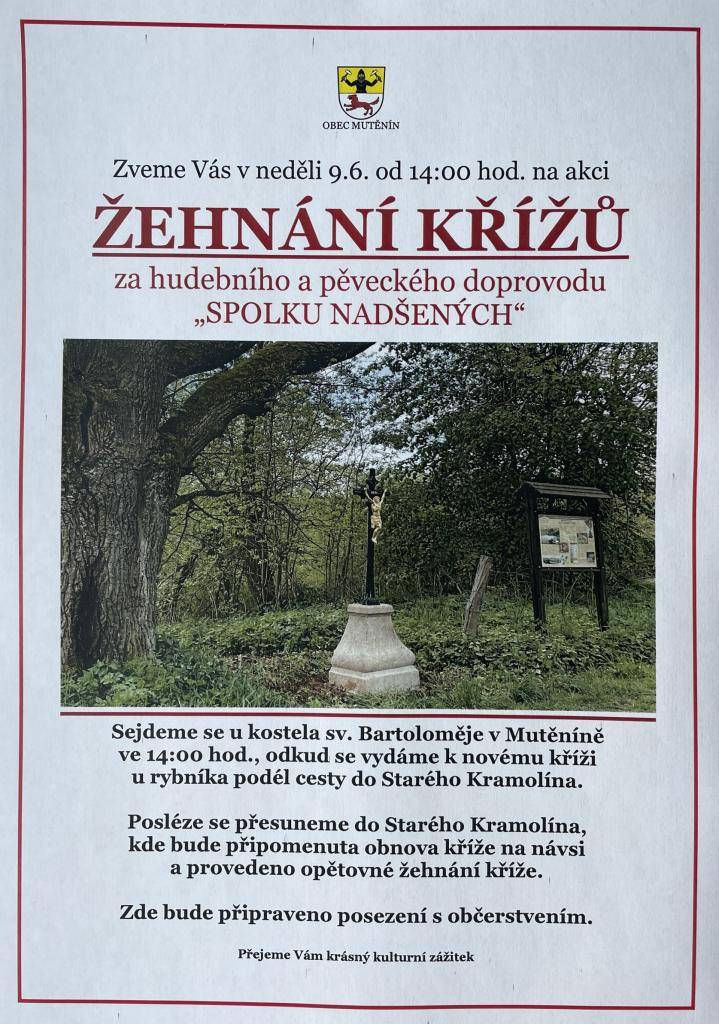 Zveme Vás na akci Žehnání křížů - neděle 9.6. 2024 od 14:00 hod.