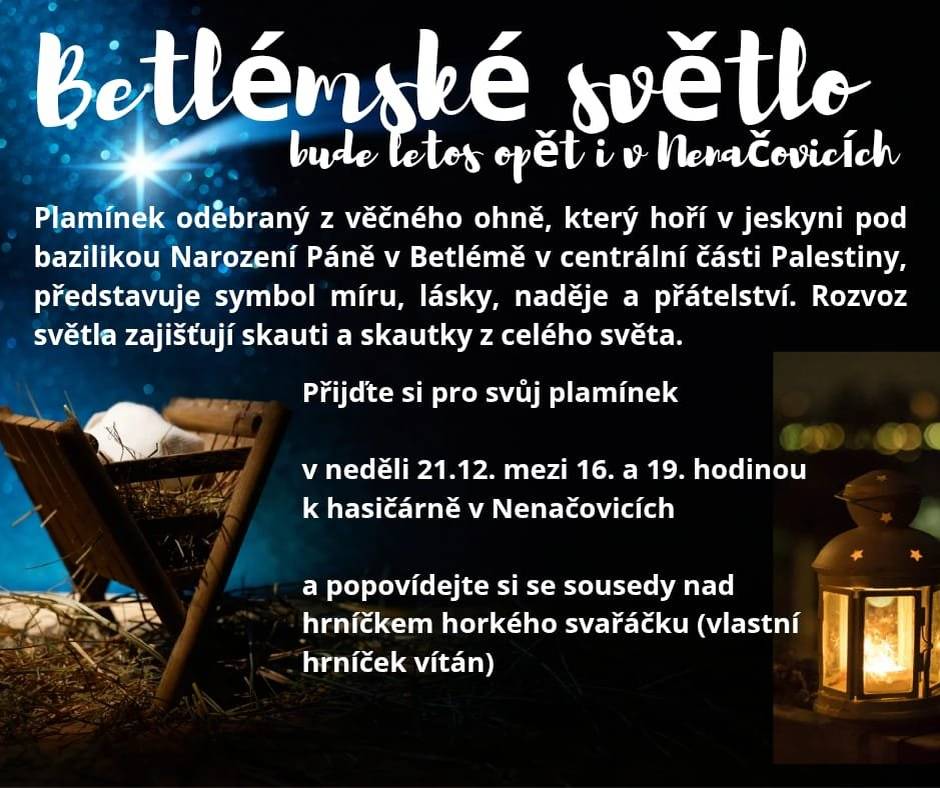 Přijďte si pro svůj plamínek v neděli 21.12.2025 - od 16 - do 19 hod hasičárnou.